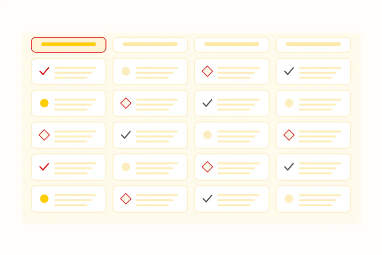 Source-control checklist comparing registration, representation, contributions, reports and local specialties across four markets.